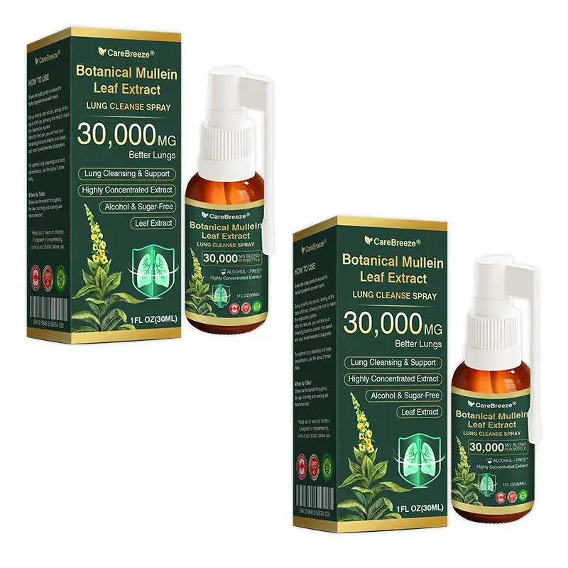 🔆✅CA Official Store:CareBreeze® Botanical Mullein Leaf Extract Lung Cleanse Spray(👨⚕️Directly acts on COPD, asthma, chronic bronchitis (CB), respiratory infections, lung cancer, sinusitis, and other conditions)