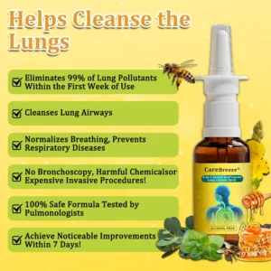 ⚡🐝✅US Official Store:CareBreeze® 6-in-1 Herbal BeePropolis Lung Cleanse Spray（👨‍⚕️Directly acts on COPD, asthma, chronic bronchitis (CB), respiratory infections, lung cancer, sinusitis, and other conditions）