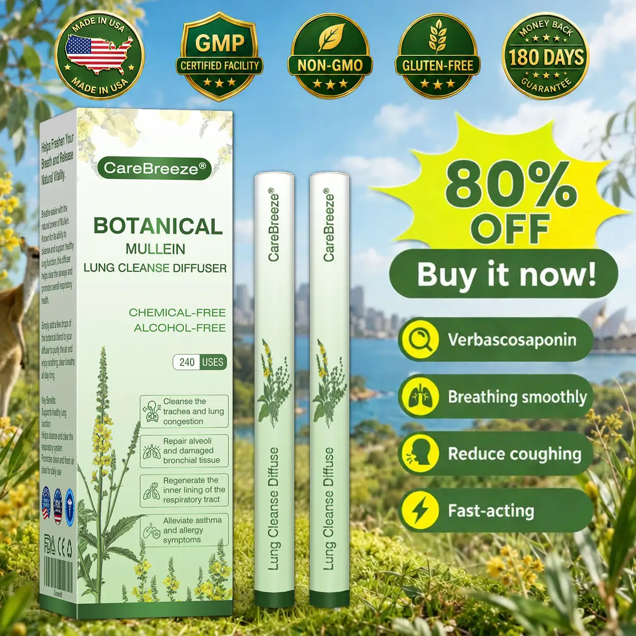 🇺🇸 ✅Official Store: CareBreeze® Botanical Mullein Lung Cleanse Diffuser🫁(👨⚕️Directly acts on COPD, asthma, chronic bronchitis (CB), respiratory infections, lung cancer, sinusitis, and other conditions)