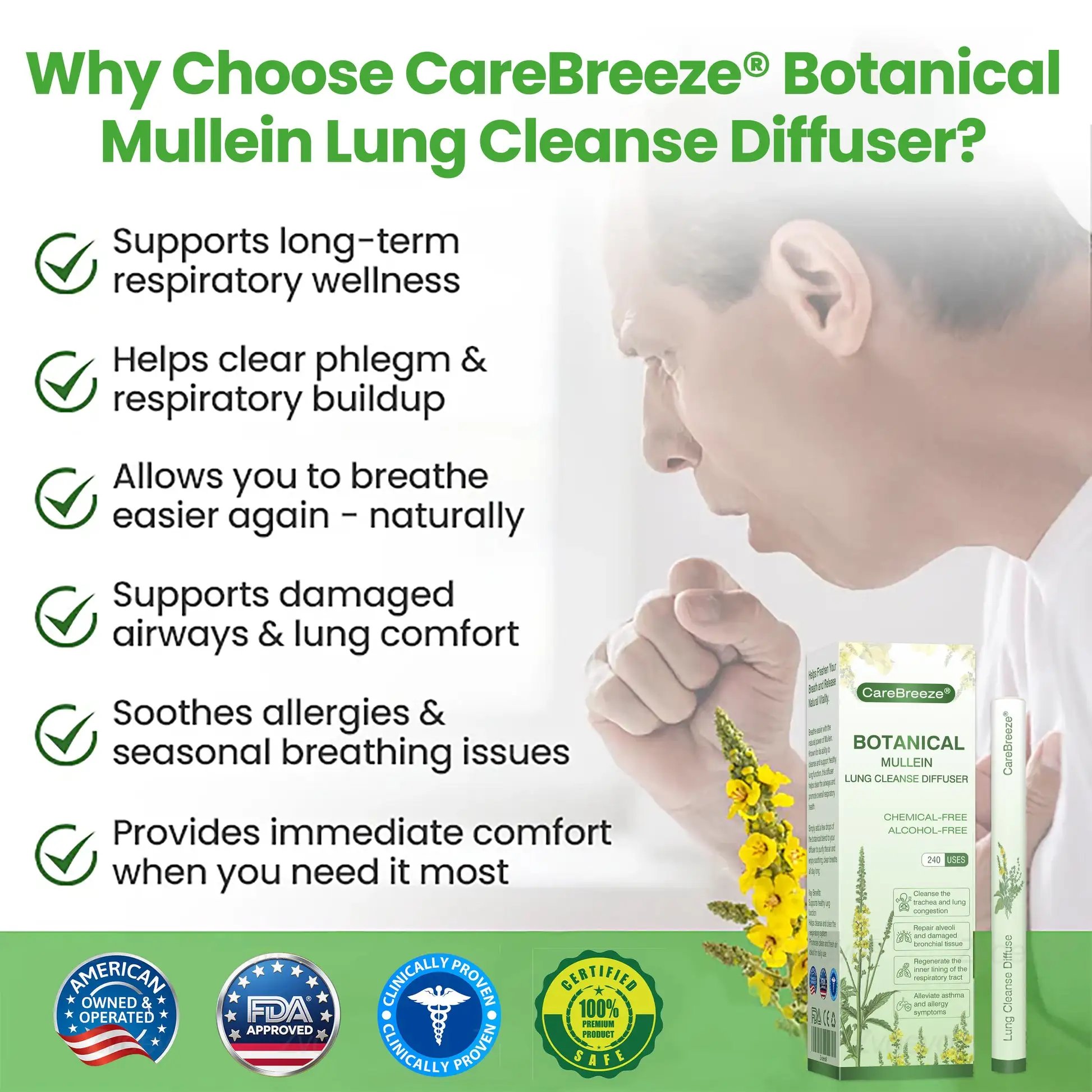 🇺🇸 ✅Official Store: CareBreeze® Botanical Mullein Lung Cleanse Diffuser🫁(👨⚕️Directly acts on COPD, asthma, chronic bronchitis (CB), respiratory infections, lung cancer, sinusitis, and other conditions)
