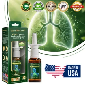 ⚡💖🇺🇸 Official Store:CareBreeze® 6-in-1 Herbal BeePropolis Lung Cleanse Spray(🫁Cough, wheezing, shortness of breath, sputum, stuffy nose, bronchitis, bronchitis, allergy symptoms, lung discomfort💝)