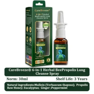 ⚡💖🇺🇸 Official Store:CareBreeze® 6-in-1 Herbal BeePropolis Lung Cleanse Spray(🫁Cough, wheezing, shortness of breath, sputum, stuffy nose, bronchitis, bronchitis, allergy symptoms, lung discomfort💝)