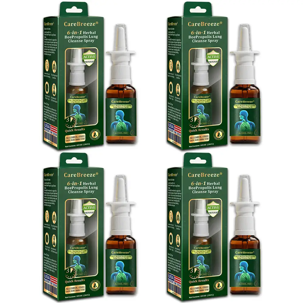 ⚡💖🇺🇸 Official Store:CareBreeze® 6-in-1 Herbal BeePropolis Lung Cleanse Spray(🫁Cough, wheezing, shortness of breath, sputum, stuffy nose, bronchitis, bronchitis, allergy symptoms, lung discomfort💝)