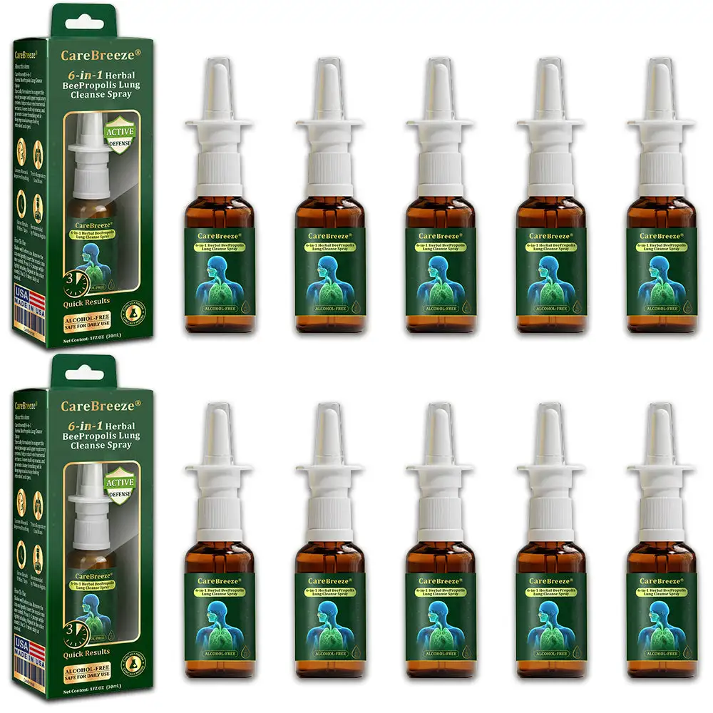 ⚡💖🇺🇸 Official Store:CareBreeze® 6-in-1 Herbal BeePropolis Lung Cleanse Spray(🫁Cough, wheezing, shortness of breath, sputum, stuffy nose, bronchitis, bronchitis, allergy symptoms, lung discomfort💝)