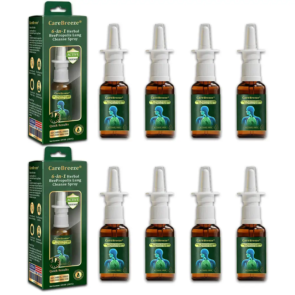 ⚡💖🇺🇸 Official Store:CareBreeze® 6-in-1 Herbal BeePropolis Lung Cleanse Spray(🫁Cough, wheezing, shortness of breath, sputum, stuffy nose, bronchitis, bronchitis, allergy symptoms, lung discomfort💝)