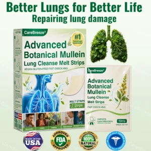 💖🇺🇸 ✅CareBreeze® Advanced Botanical Mullein Lung Cleanse Melt Strips(👨⚕️Directly acts on COPD, asthma, chronic bronchitis (CB), respiratory infections, lung cancer, sinusitis, and other conditions)