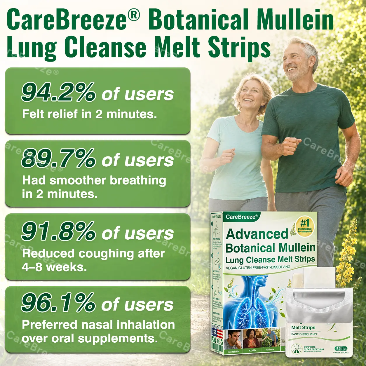 💖🇺🇸 ✅CareBreeze® Advanced Botanical Mullein Lung Cleanse Melt Strips(👨⚕️Directly acts on COPD, asthma, chronic bronchitis (CB), respiratory infections, lung cancer, sinusitis, and other conditions)