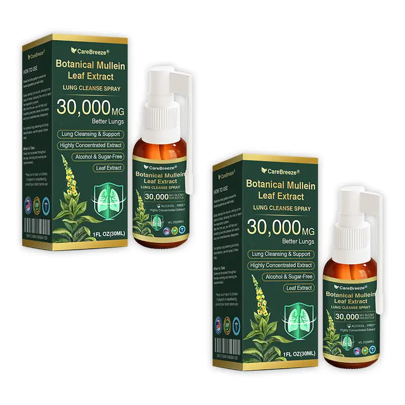 🫁🇺🇸 CareBreeze® Botanical Mullein Leaf Extract Lung Cleanse Spray(👨⚕️Directly acts on COPD, asthma, chronic bronchitis (CB), respiratory infections, lung cancer, sinusitis, and other conditions)