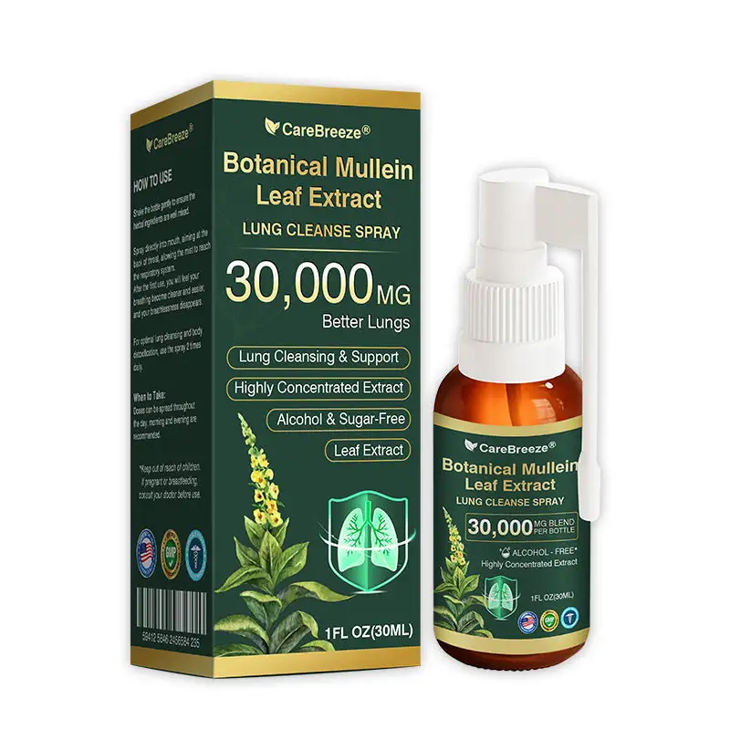 🫁🇺🇸 CareBreeze® Botanical Mullein Leaf Extract Lung Cleanse Spray(👨⚕️Directly acts on COPD, asthma, chronic bronchitis (CB), respiratory infections, lung cancer, sinusitis, and other conditions)