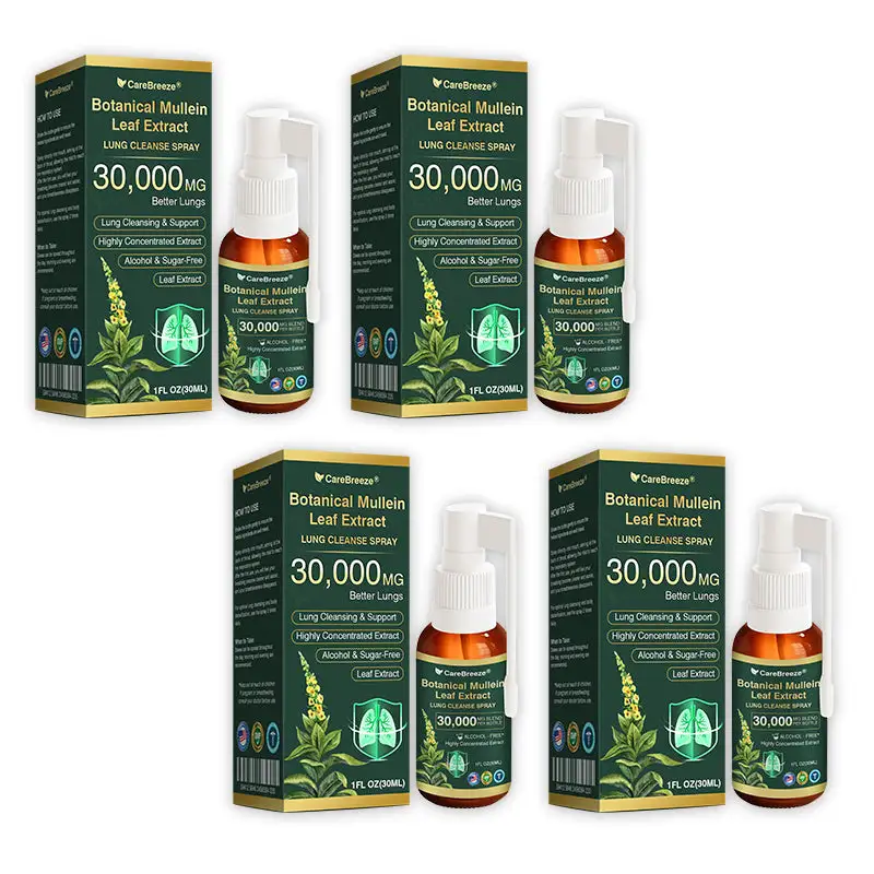 🫁🇺🇸 CareBreeze® Botanical Mullein Leaf Extract Lung Cleanse Spray(👨⚕️Directly acts on COPD, asthma, chronic bronchitis (CB), respiratory infections, lung cancer, sinusitis, and other conditions)