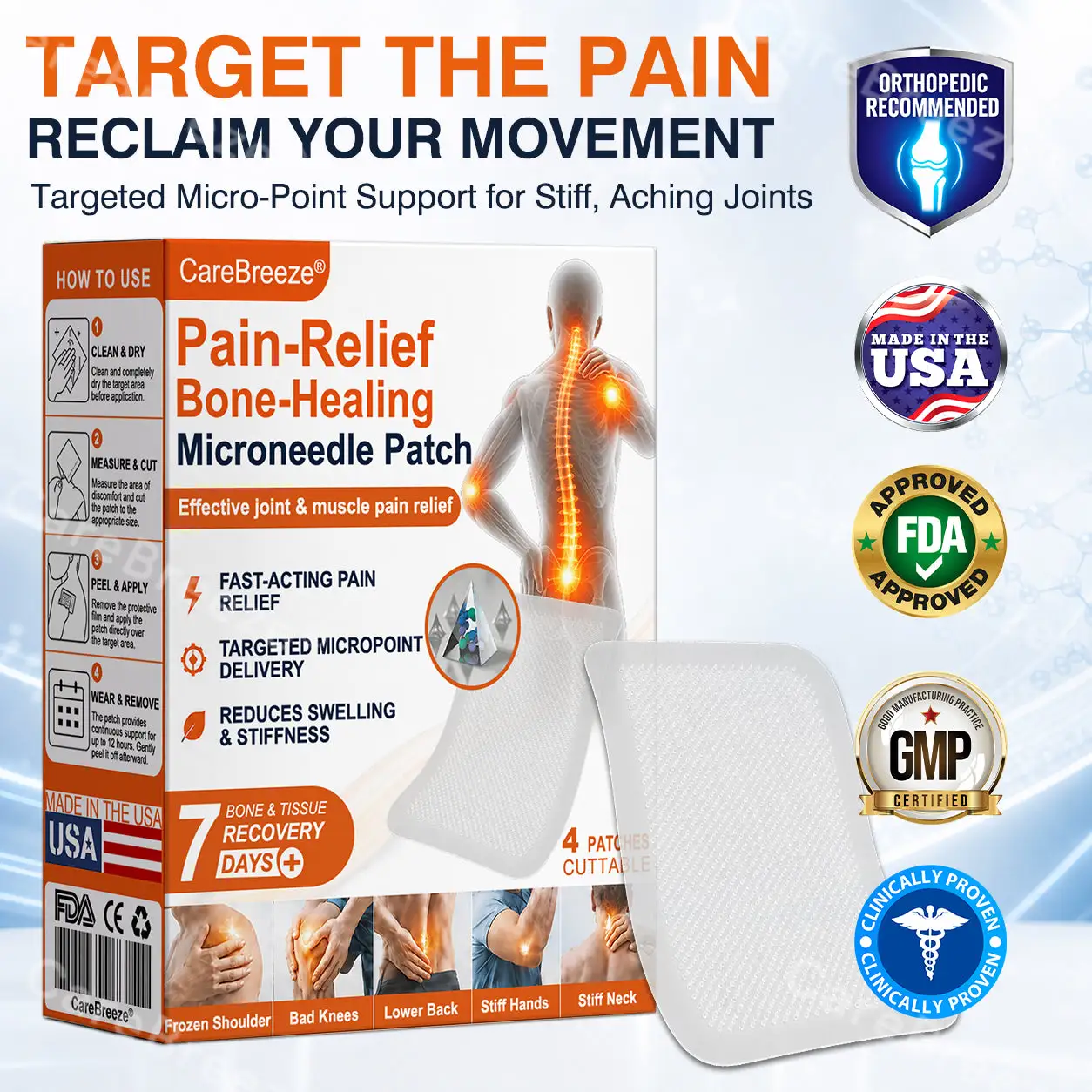 👨⚕️✅🇺🇸 CareBreeze® Pain-Relief Bone-Healing Microneedle Patch(⚡Fast Relief 🫁Long-Lasting Benefits)