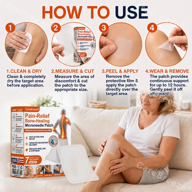 ✅🇺🇸 CareBreeze® Pain-Relief Bone-Healing Microneedle Patch(🧑⚕️Reducing joint swelling, pain, stiffness, redness, warmth, soreness, and joint fatigue)