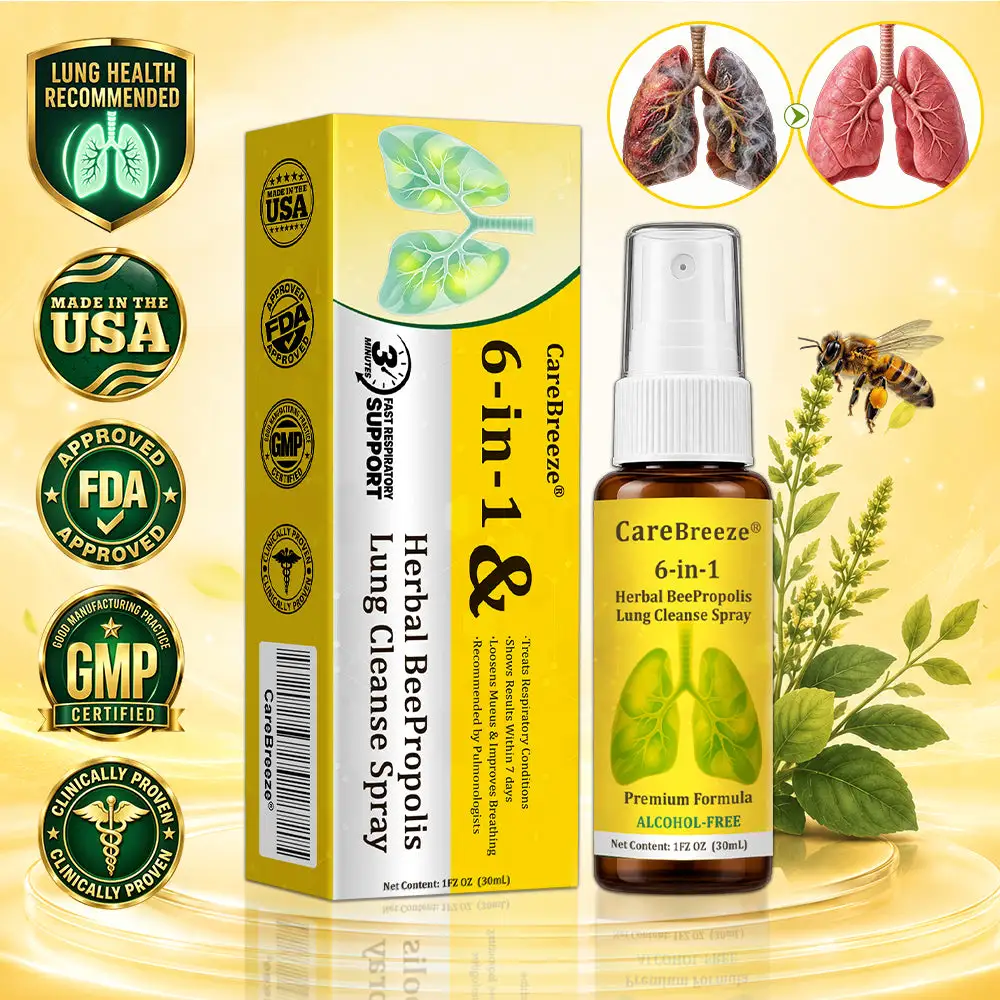 🐝🇺🇸 Official Store:CareBreeze® 6-in-1 Herbal BeePropolis Lung Cleanse Spray(👨⚕️Directly acts on COPD, asthma, chronic bronchitis (CB), respiratory infections, lung cancer, sinusitis, and other conditions🫁)