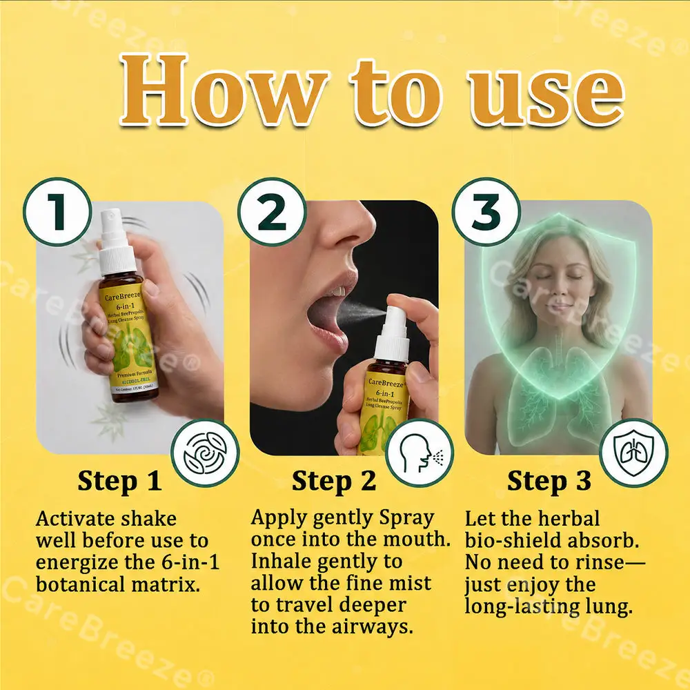 🐝🇺🇸 Official Store:CareBreeze® 6-in-1 Herbal BeePropolis Lung Cleanse Spray(👨⚕️Directly acts on COPD, asthma, chronic bronchitis (CB), respiratory infections, lung cancer, sinusitis, and other conditions🫁)