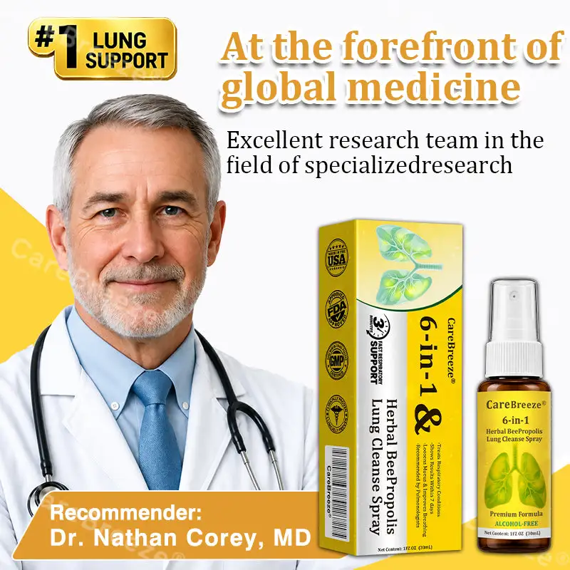 🐝🇺🇸 Official Store:CareBreeze® 6-in-1 Herbal BeePropolis Lung Cleanse Spray(👨⚕️Directly acts on COPD, asthma, chronic bronchitis (CB), respiratory infections, lung cancer, sinusitis, and other conditions🫁)